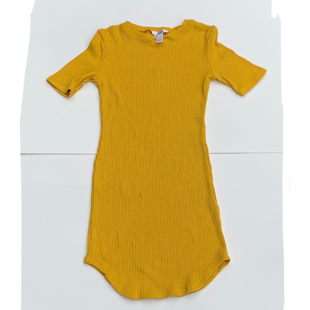 💛 REVAMPED WOMENS YELLOW SHORT SLEEVE SHORT DRESS - SIZE SMALL 💛